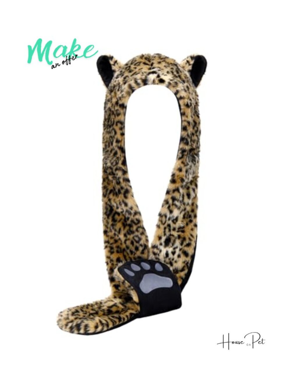 Faux Fur Animal Hood Paw Gloves 3-in-1 Cosplay Halloween Costume